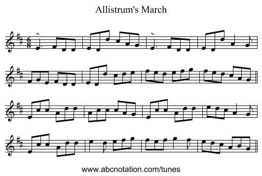 Allistrum's March - staff notation