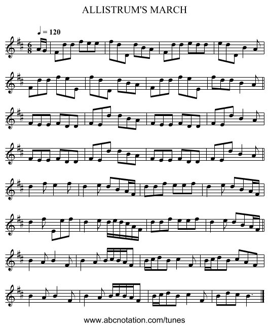 ALLISTRUM'S MARCH - staff notation