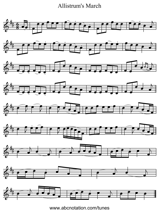 Allistrum's March - staff notation