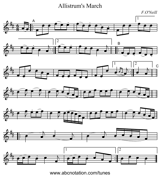 Allistrum's March - staff notation