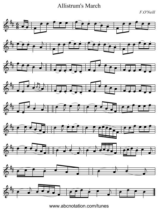 Allistrum's March - staff notation