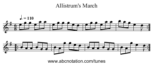 Allistrum's March - staff notation