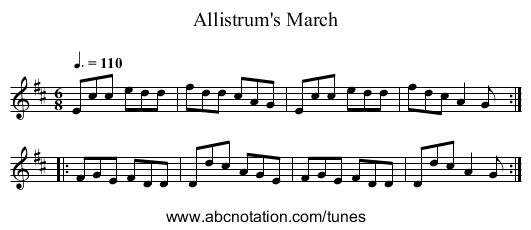 Allistrum's March - staff notation
