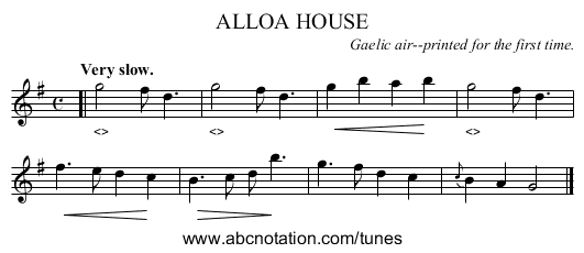 ALLOA HOUSE - staff notation