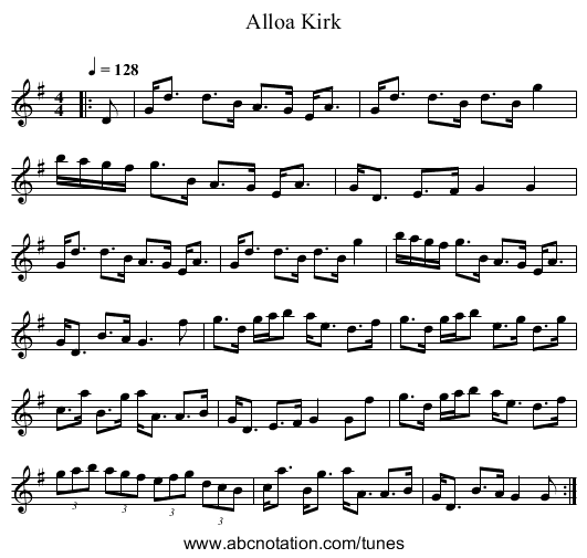 Alloa Kirk - staff notation