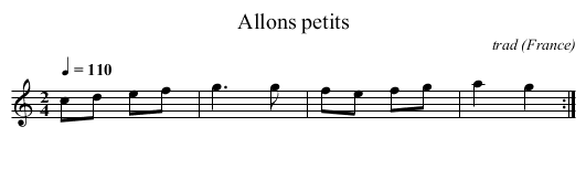 Allons petits - staff notation