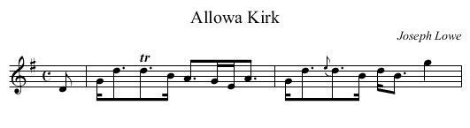 Allowa Kirk - staff notation