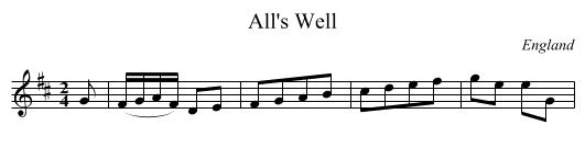 All's Well - staff notation