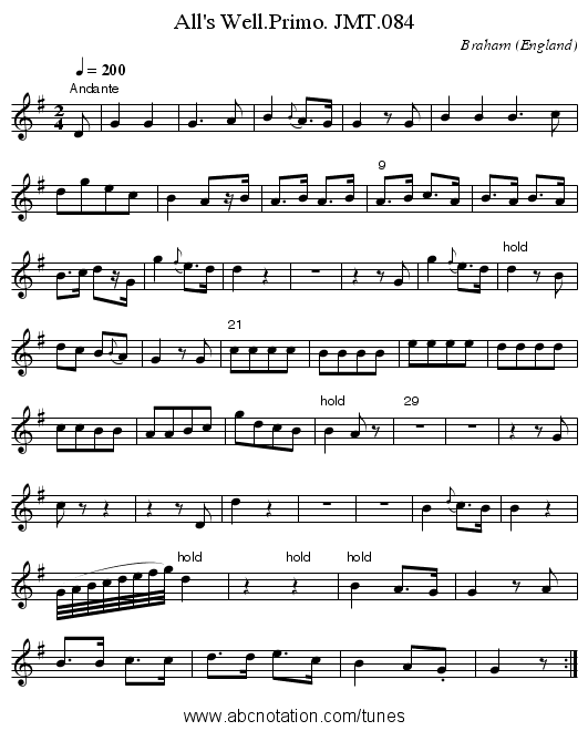 All's Well.Primo. JMT.084 - staff notation