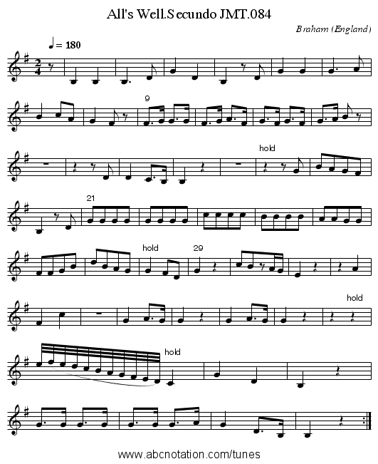 All's Well.Secundo JMT.084 - staff notation
