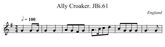 Ally Croaker. JBi.61 - staff notation