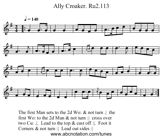 Ally Croaker. Ru2.113 - staff notation