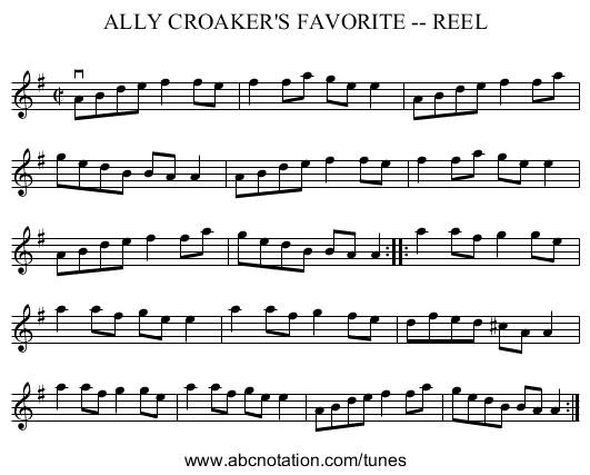 ALLY CROAKER'S FAVORITE -- REEL - staff notation