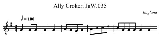 Ally Croker. JaW.035 - staff notation
