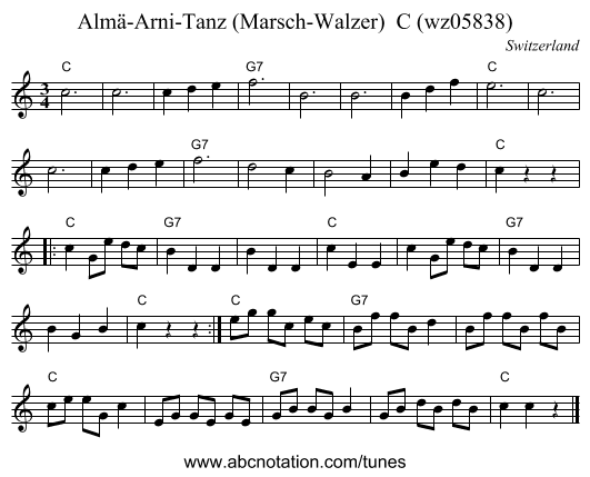 Almä-Arni-Tanz (Marsch-Walzer) C (wz05838) - staff notation