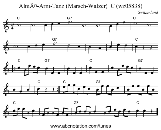 AlmÃ¤-Arni-Tanz (Marsch-Walzer)  C (wz05838) - staff notation