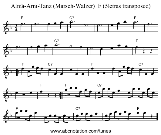 Almä-Arni-Tanz (Marsch-Walzer) F (5letras transposed) - staff notation