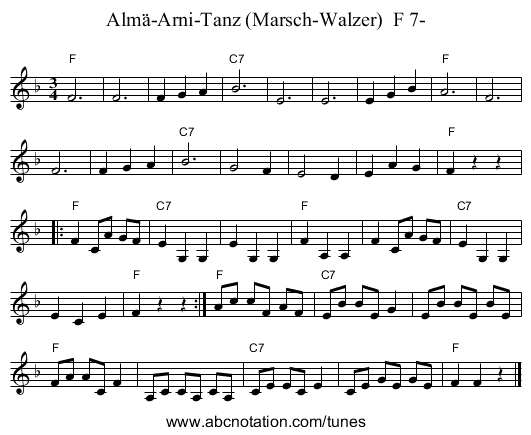 Almä-Arni-Tanz (Marsch-Walzer) F 7- - staff notation