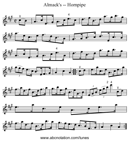 Almack's -- Hornpipe - staff notation