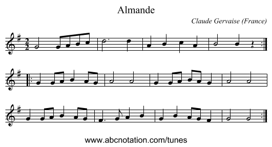 Almande - staff notation