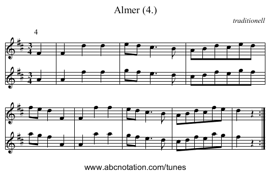 Almer (4.) - staff notation