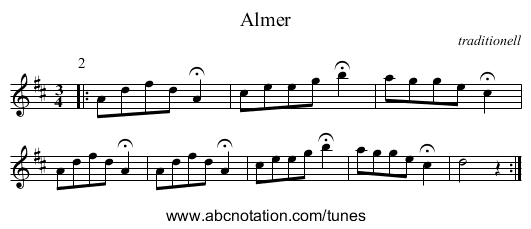 Almer - staff notation