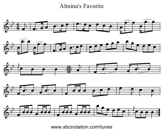 Almina's Favorite - staff notation