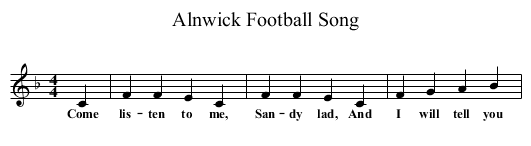 Alnwick Football Song - staff notation
