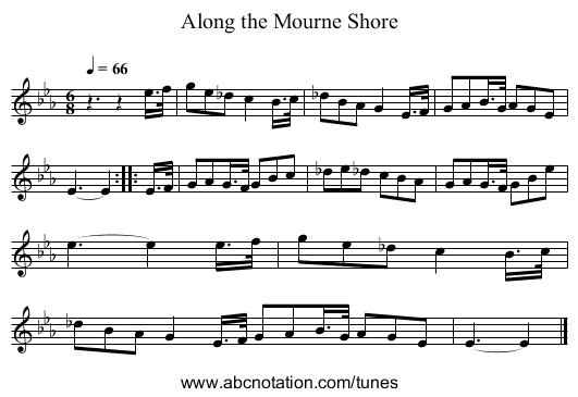 Along the Mourne Shore - staff notation