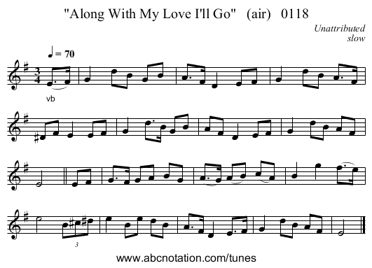 Along With My Love I'll Go   (air)   0118 - staff notation