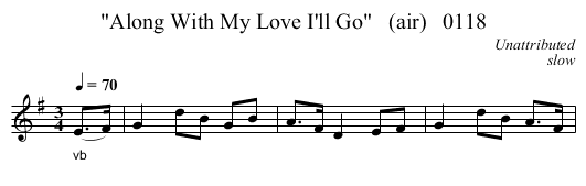 Along With My Love I'll Go   (air)   0118 - staff notation
