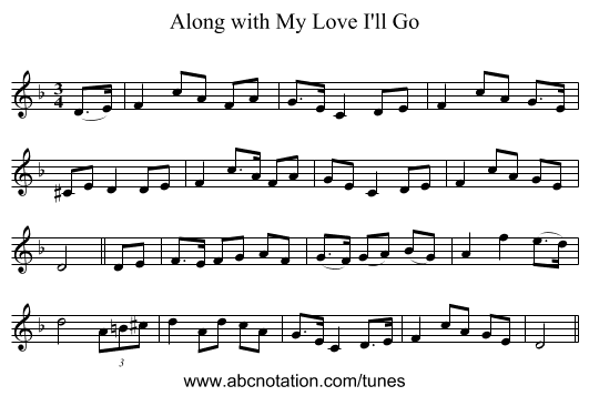 Along with My Love I'll Go - staff notation