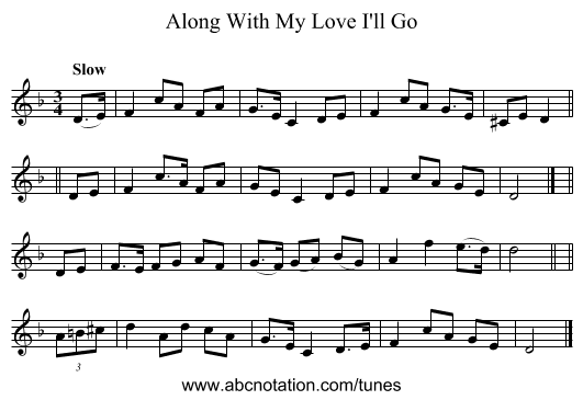 Along With My Love I'll Go - staff notation
