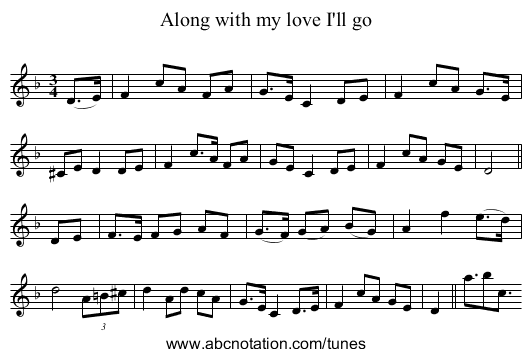 Along with my love I'll go - staff notation