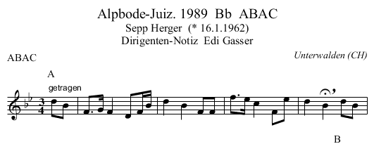 Alpbode-Juiz. 1989  Bb  ABAC - staff notation