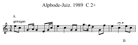 Alpbode-Juiz. 1989  C 2+ - staff notation