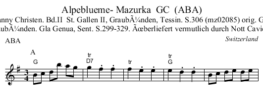 Alpeblueme- Mazurka  GC  (ABA) - staff notation