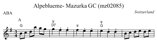 Alpeblueme- Mazurka GC (mz02085) - staff notation