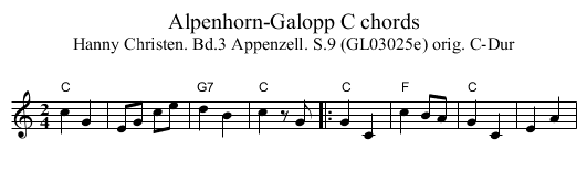 Alpenhorn-Galopp C chords - staff notation