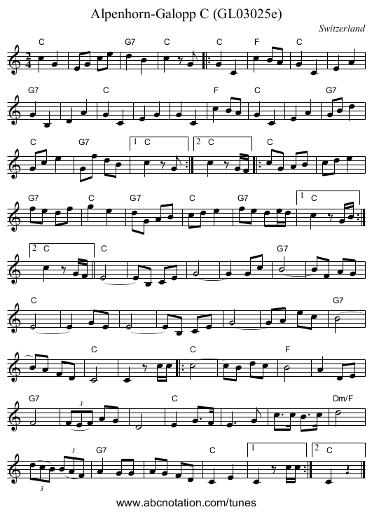 Alpenhorn-Galopp C (GL03025e) - staff notation