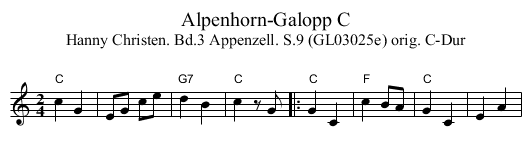 Alpenhorn-Galopp C - staff notation