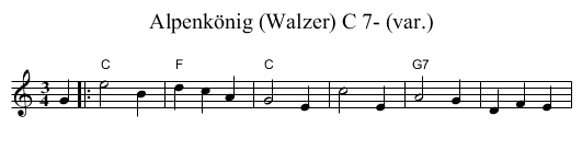 Alpenk&ouml;nig (Walzer) C 7- (var.) - staff notation