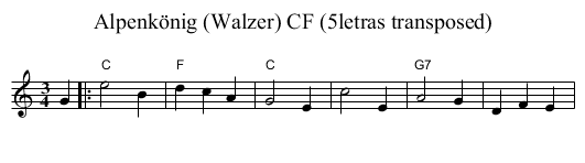 Alpenk&ouml;nig (Walzer) CF (5letras transposed) - staff notation