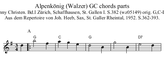 Alpenk&ouml;nig (Walzer) GC chords parts - staff notation