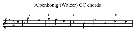 Alpenk&ouml;nig (Walzer) GC chords - staff notation