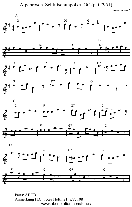 Alpenrosen. Schlittschuhpolka GC (pk07951) - staff notation