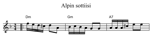 Alpin sottiisi - staff notation