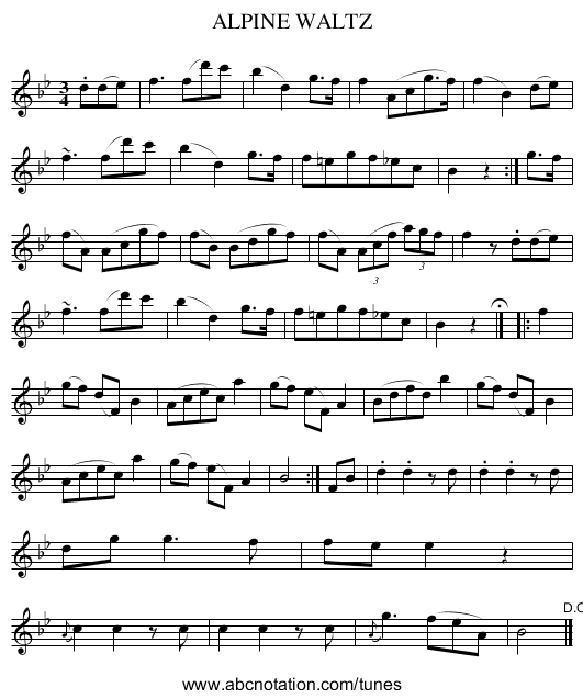 ALPINE WALTZ - staff notation