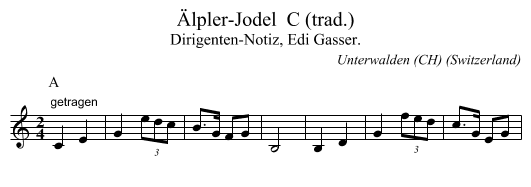 Älpler-Jodel  C (trad.) - staff notation