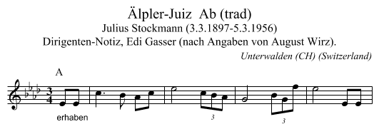 Älpler-Juiz  Ab (trad) - staff notation